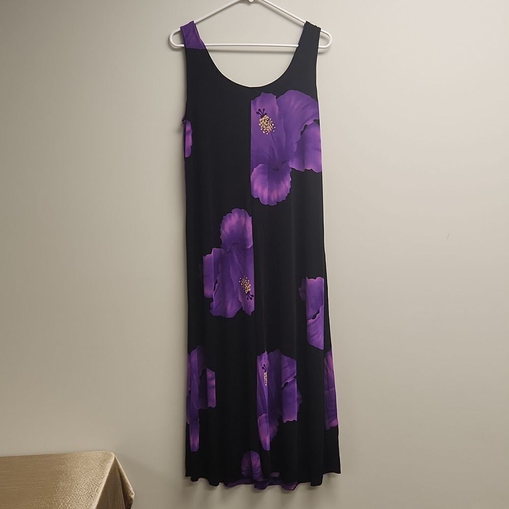 Vintage Hibiscus Print Dress L - Picture 4 of 6